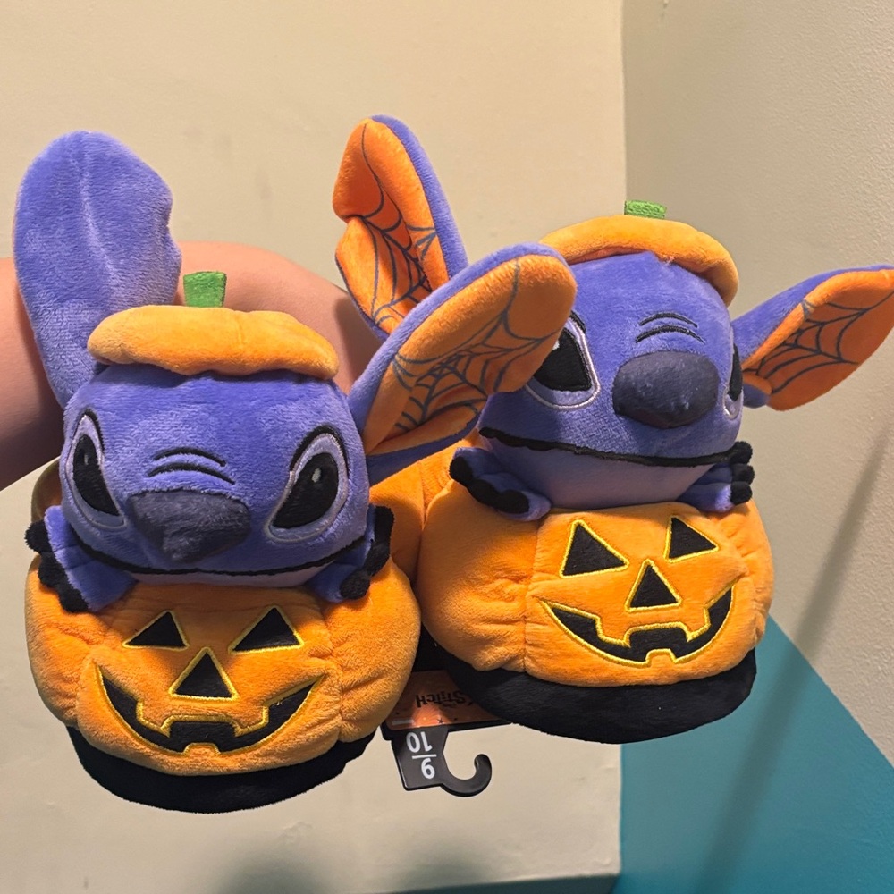 Halloween Stitch Plush Slippers